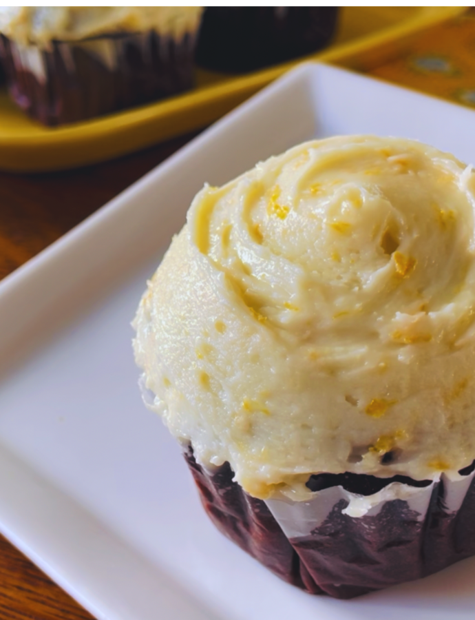 Mrs. Kopicz’s Chocolate Mayonnaise Cupcakes with Mrs. Eisenhard’s Orange Honey Frosting