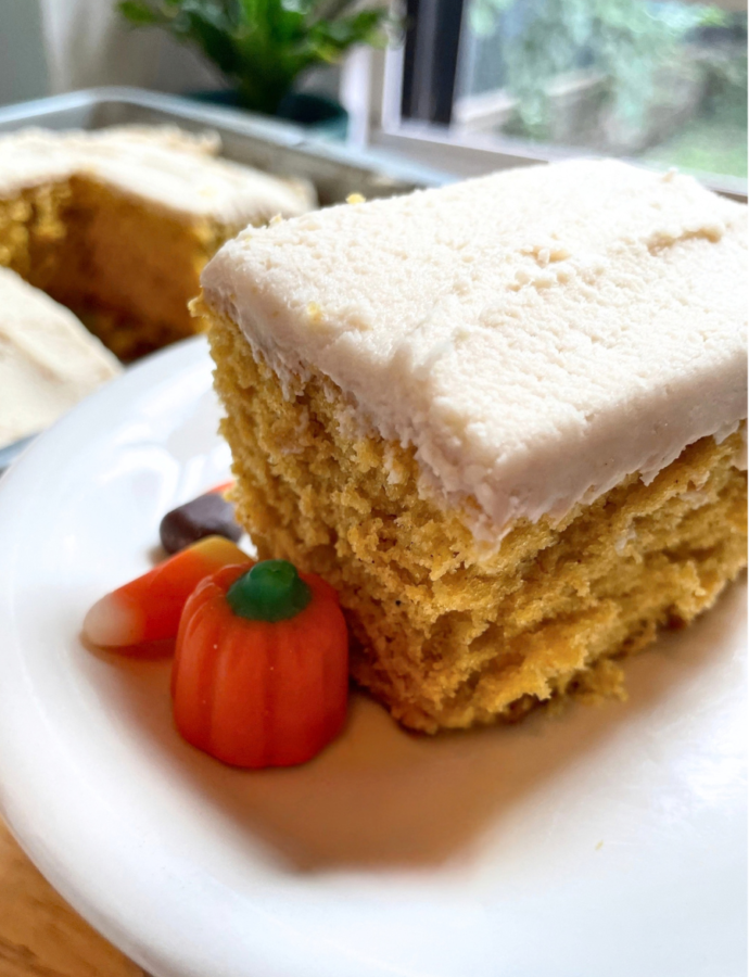 Maple Pumpkin Spice Cake with Caramel Frosting